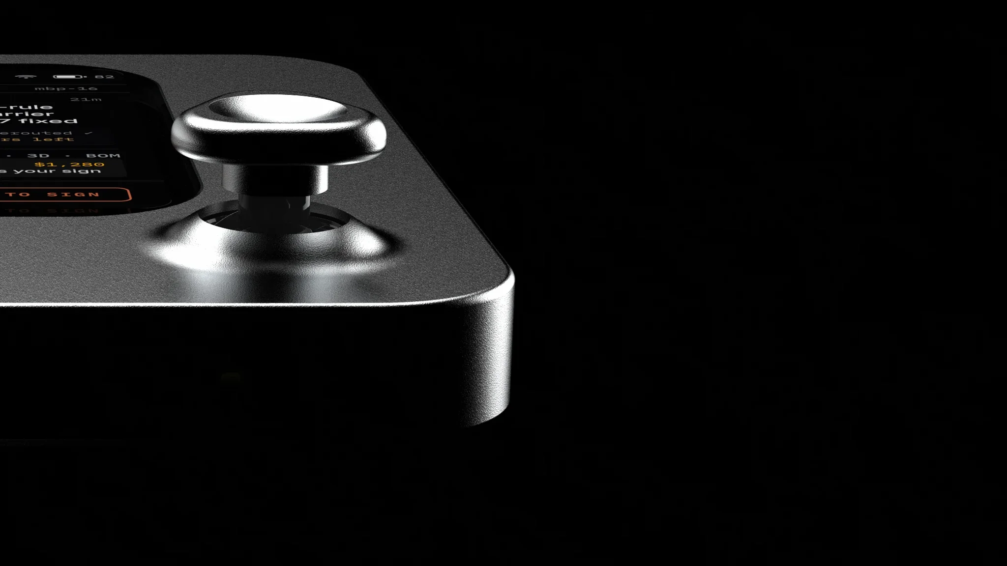 close view of the joystick on the corner of the cosein T1